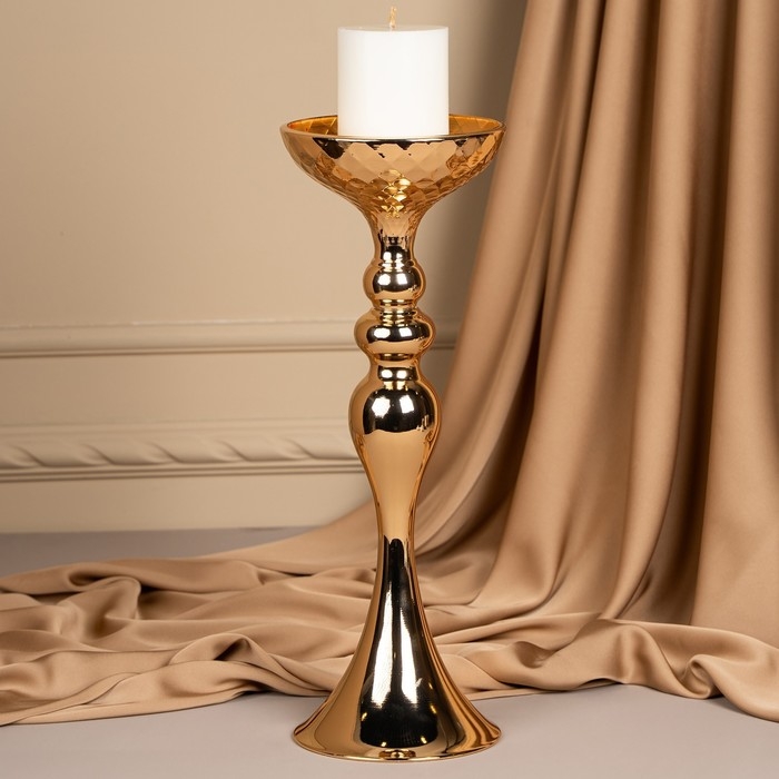 Подсвечник металл на 1 свечу &laquo;Ричард&raquo; цвет золото 12.5 х 12.5 х 37.5 см