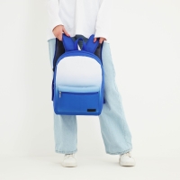 Рюкзак школьный текстильный с белым градиентом, 38х29х11 см, цвет синий, отдел на молнии