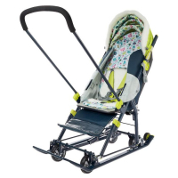 Санки коляска &laquo;Ника Детям НД 7-6&raquo;, рисунок с жирафом, цвет лимонный, механизм качания