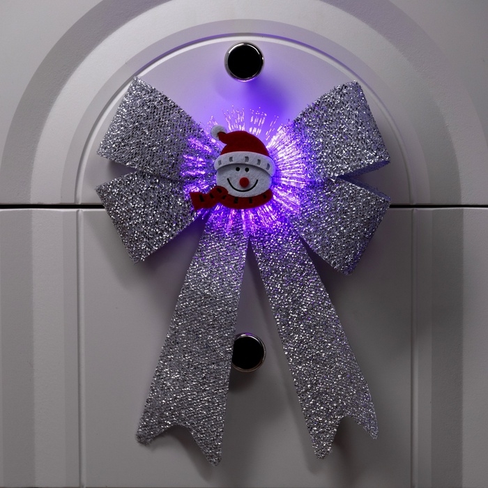 Световой бант Световой бант "Снеговик бантик" 24x32 см, 1 LED, батарейки LR44x2 (в комплекте), мерцание, свечение мульти
