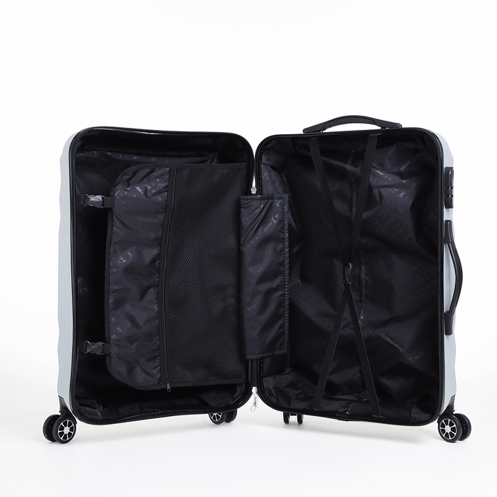 Чемодан средний 60 л (M), «Фабрика КАРТЕКС», отдел на молнии, кодовый замок, 4 колеса, цвет серый Чемодан средний 60 л (M), «Фабрика КАРТЕКС», отдел на молнии, кодовый замок, 4 колеса, цвет серый