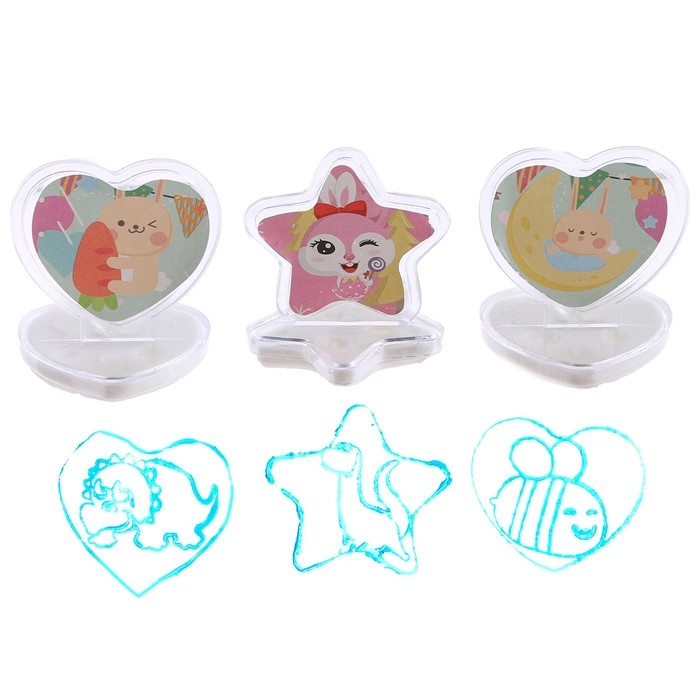 Печать цветная &laquo;Зайка&raquo;, набор 3 шт., ролик-печать с 2 насадками, штемпельная подушка