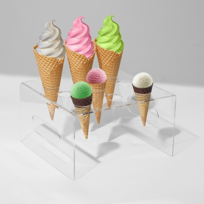 Подставка под мороженое 25&times;26&times;15, оргстекло 3 мм, d=4 см, цвет прозрачный, В ЗАЩИТНОЙ ПЛЁНКЕ