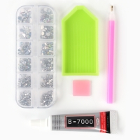 Стразы для творчества холодной фиксации с инструментами и клеем, цвет белый AB, размер от 1,5-6 мм, подходят для лица и ногтей Стразы для творчества холодной фиксации с инструментами и клеем, цвет белый AB, размер от 1,5-6 мм, подходят для лица и ногтей