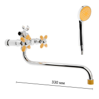 Смеситель для ванны Accoona A7182H, двухрычажный, желтый/хром Смеситель для ванны Accoona A7182H, двухрычажный, желтый/хром