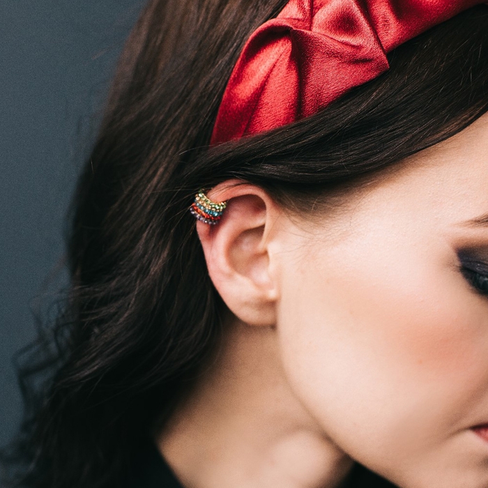 Серьги &laquo;Каффы&raquo; манжеты, набор 5 шт., цветные в золоте