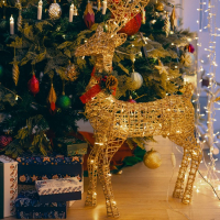 Светодиодная фигура &laquo;Олень золотистый&raquo; 35 &times; 60 &times; 10 см, металл, 220 В, мерцание, свечение тёплое белое