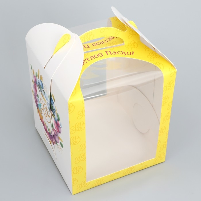 Коробка под торт, кондитерская упаковка, &laquo;Пасха&raquo;, 15 х 15 х 18 см