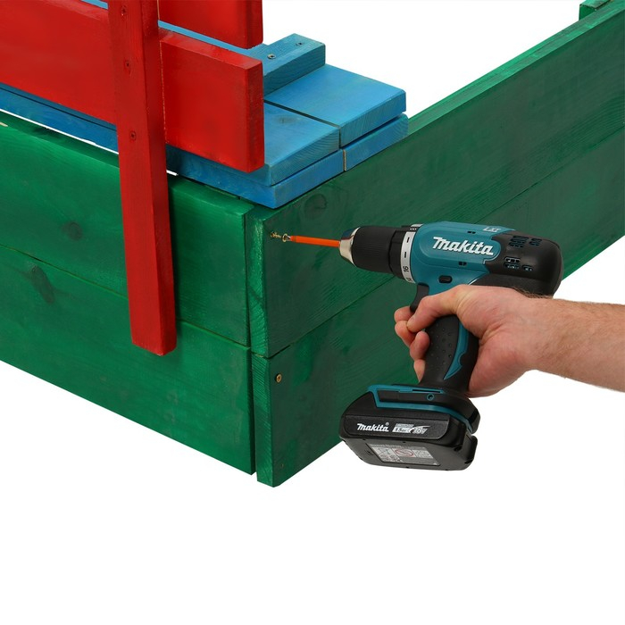 Песочница деревянная, с крышкой, 130 &times; 130 &times; 52 см, сосна, крашеная