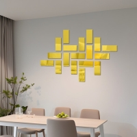 Наклейки интерьерные "Кирпичики", зеркальные, декор настенный, набор 18 шт, 15 х 6 см