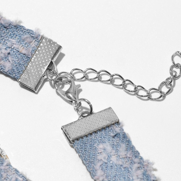 Чокер &laquo;Джинс&raquo; кольцо с цепочками, цвет голубой, 36 см