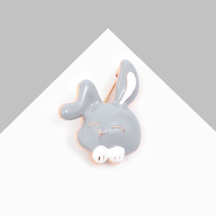 Брошь &laquo;Крольчонок&raquo; с лапками, цвет серо-белый в золоте