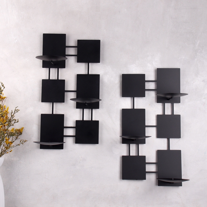 Комплект подсвечников настенных "Модерн" 2шт, 23х40,5х14,5см, чёрный
