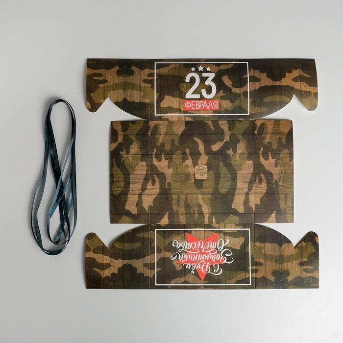 Коробка для капкейков, кондитерская упаковка, 4 ячейки &laquo;23 Февраля&raquo;, 16 х 16 х 10 см