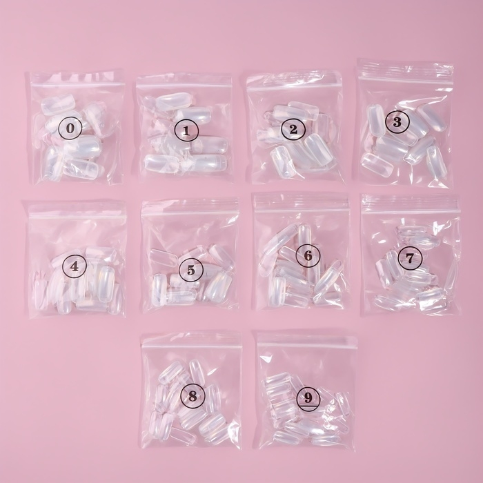 Типсы для наращивания ногтей, 500 шт, форма мягкий квадрат, 10 размеров, цвет прозрачный