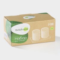 Набор фарфоровый для специй на подставке из бамбука BellaTenero &laquo;Эстет. Грани&raquo;, 2 предмета: солонка 100 мл, перечница 100 мл, цвет белый