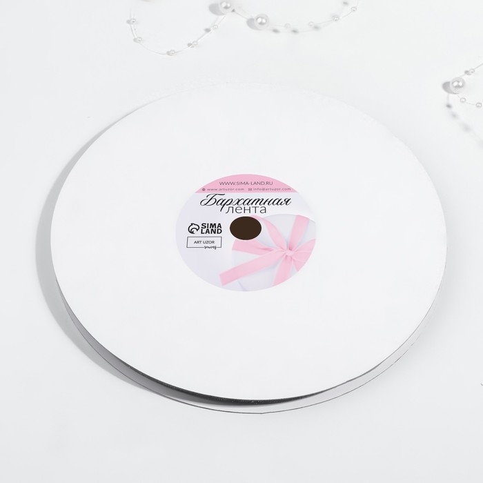 Лента бархатная, с серебряным люрексом, 6 мм, 18 &plusmn; 1 м, цвет серый №184