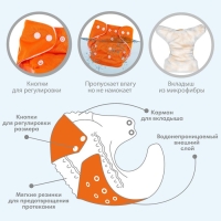 Многоразовый подгузник «Лев», цвет оранжевый Многоразовый подгузник «Лев», цвет оранжевый