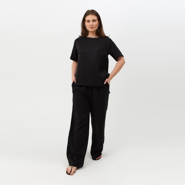 Костюм женский (футболка, брюки) MINAKU: Enjoy цвет чёрный, размер 48 Костюм женский (футболка, брюки) MINAKU: Enjoy цвет чёрный, размер 48