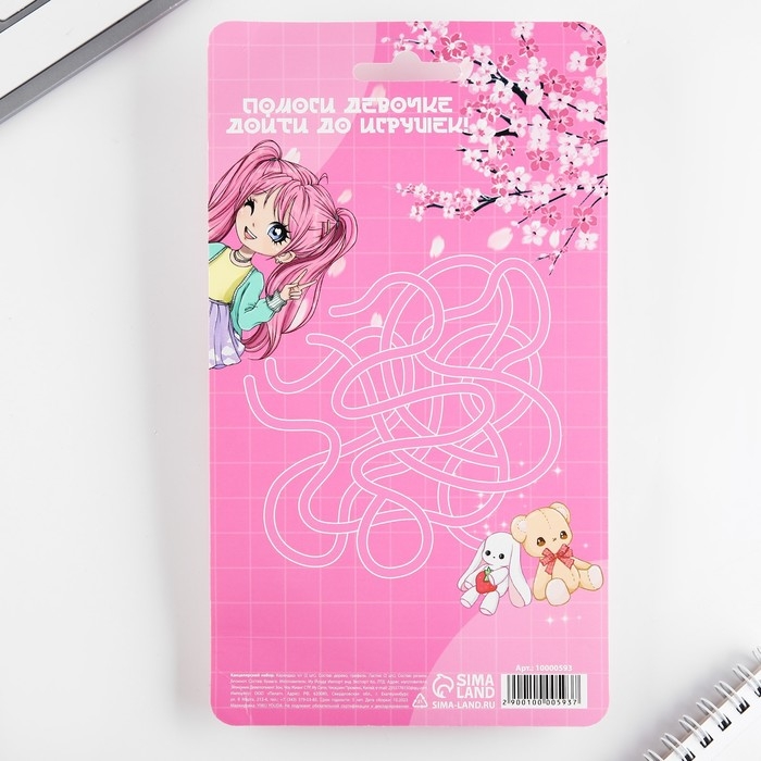 Подарочный набор «Аниме», карандаши 2 шт, ластики 2 шт, блокнот Подарочный набор «Аниме», карандаши 2 шт, ластики 2 шт, блокнот