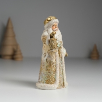 Сувенир полистоун "Дед Мороз в коричневой шубе с фонарём" 6х5х11,5 см