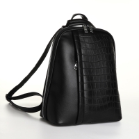 Рюкзак городской из искусственной кожи на молнии, цвет чёрный