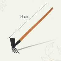 Мотыга комбинированная, лезвие 8 см, деревянный черенок 94 см, &laquo;Флора Премиум&raquo;