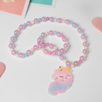 Набор детский &laquo;Выбражулька&raquo; 2 предмета: браслет, кулон, волшебный единорог, цвет сиреневый