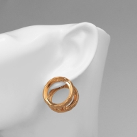 Серьги металл &laquo;Аккорд&raquo; два круга, цвет золото