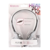 Наушники Defender Aura 101, накладные, 85 дБ, 32 Ом, 3.5 мм, 1.8 м, черный