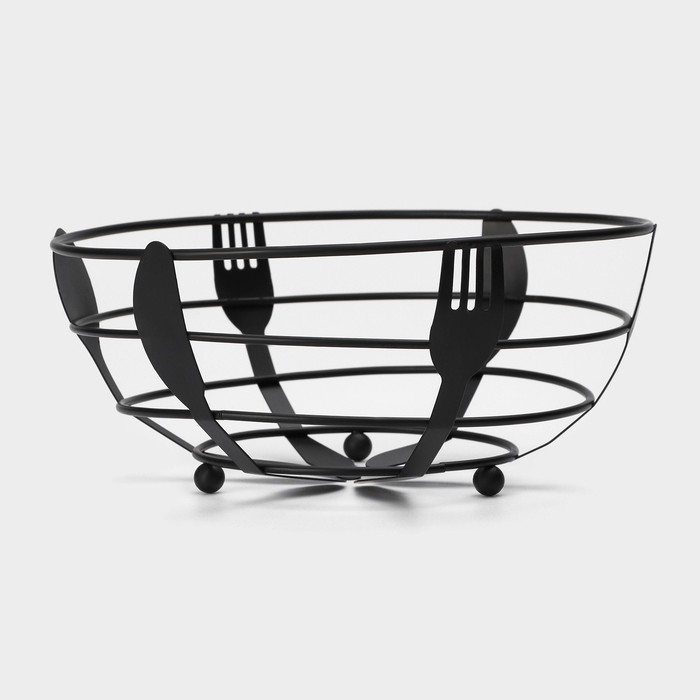 Фруктовница Доляна, 22&times;22&times;9,5 см, цвет чёрный