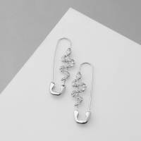 Новый год! Символ года 2025! Серьги металл &laquo;Булавки&raquo; змея, цвет серебро