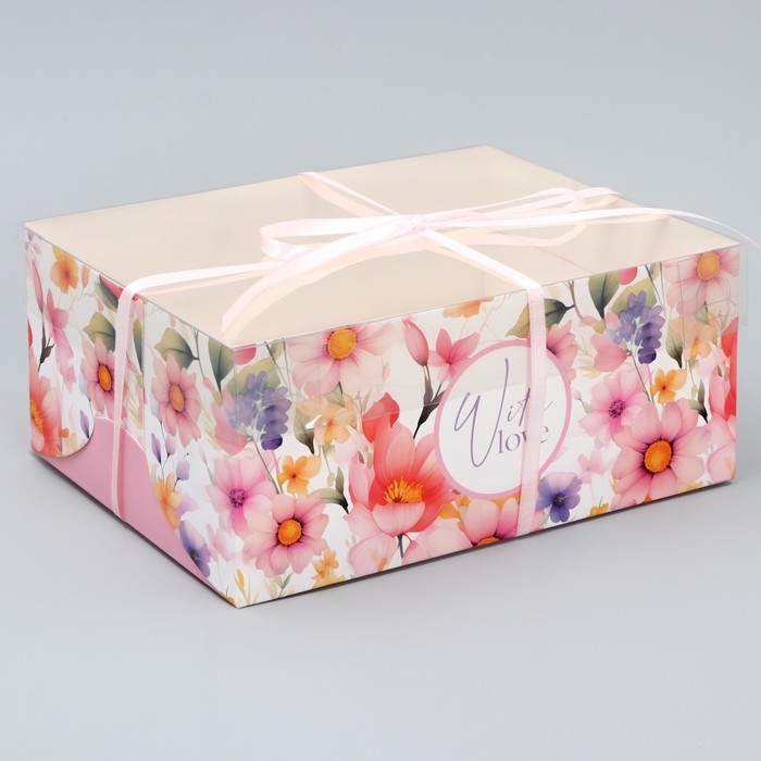 Коробка для капкейка, кондитерская упаковка, 6 ячеек &laquo;Нежность&raquo; 23 х 16 х 10 см