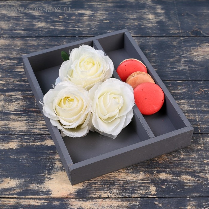 Кашпо деревянное 25.5&times;20&times;4.5 см "Макарунас", серый Дарим Красиво