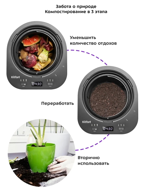 Кухонный компостер измельчитель отходов КТ-6394 - 500 Вт
