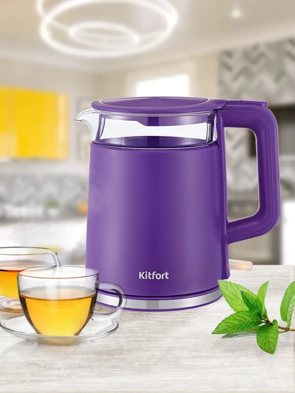Чайник электрический стеклянный КТ-6124 - 1.2 л