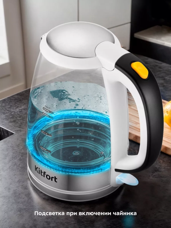 Чайник электрический стеклянный с подсветкой КТ-6627 - 1.7 л Чайник электрический стеклянный с подсветкой КТ-6627 - 1.7 л