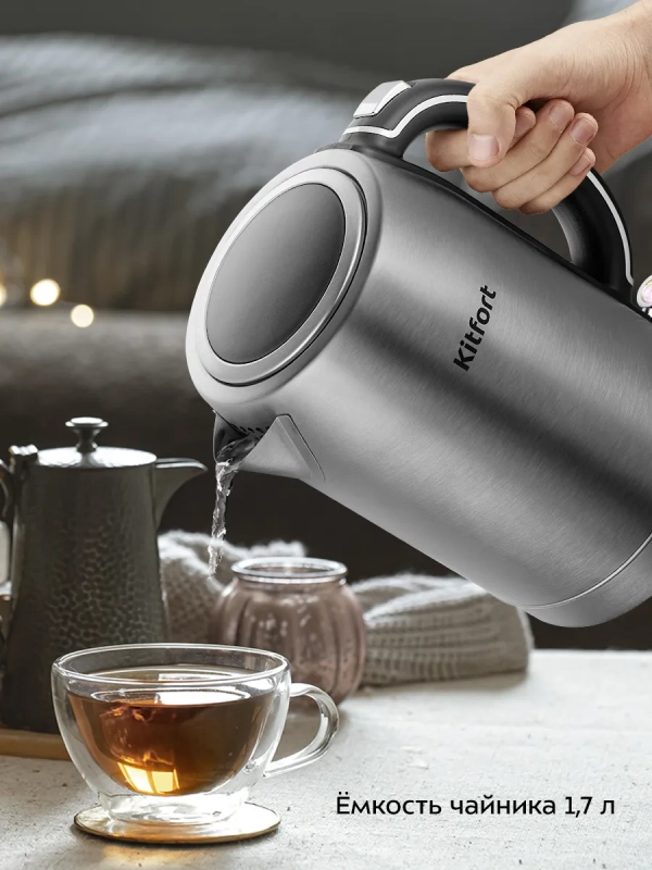 Чайник электрический металлический КТ-6175 - 1,7 л Чайник электрический металлический КТ-6175 - 1,7 л