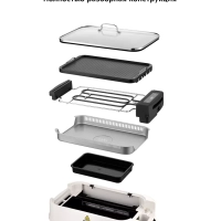 Гриль электрический со съемными панелями КТ-1685 - 1500 Вт