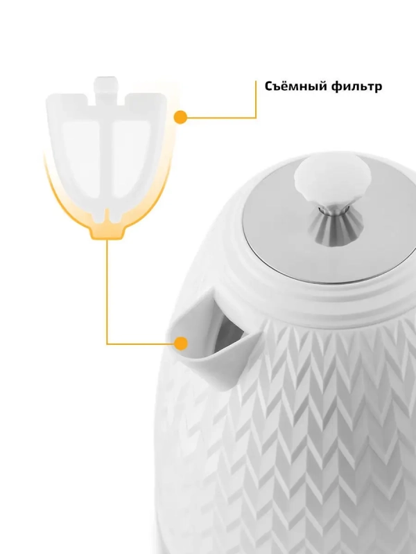 Чайник электрический белый КТ-681 - 1.7 л