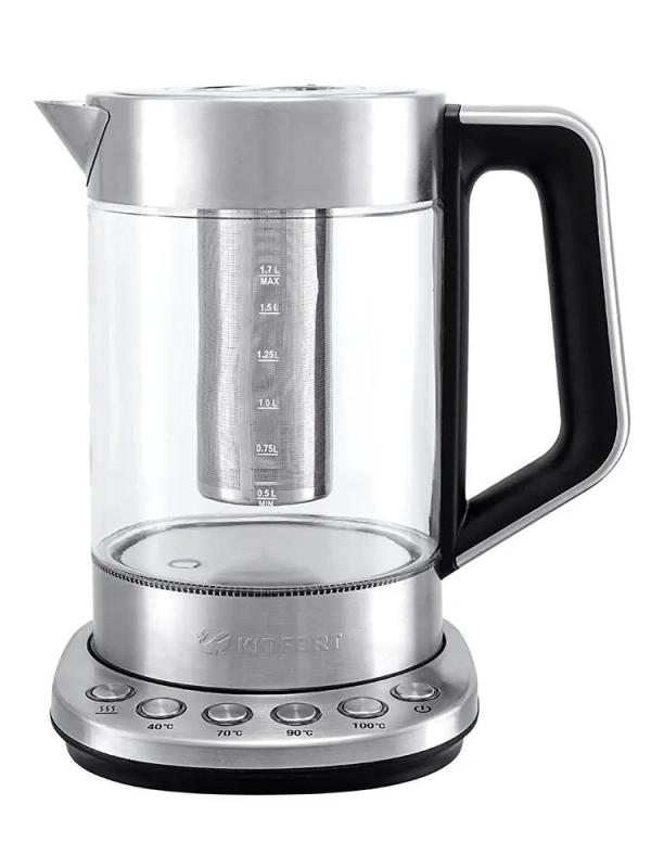 Чайник электрический стеклянный с подсветкой КТ-622 - 1.7 л