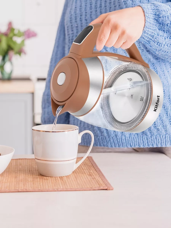 Чайник электрический стеклянный с подсветкой КТ-6661 - 1.8 л