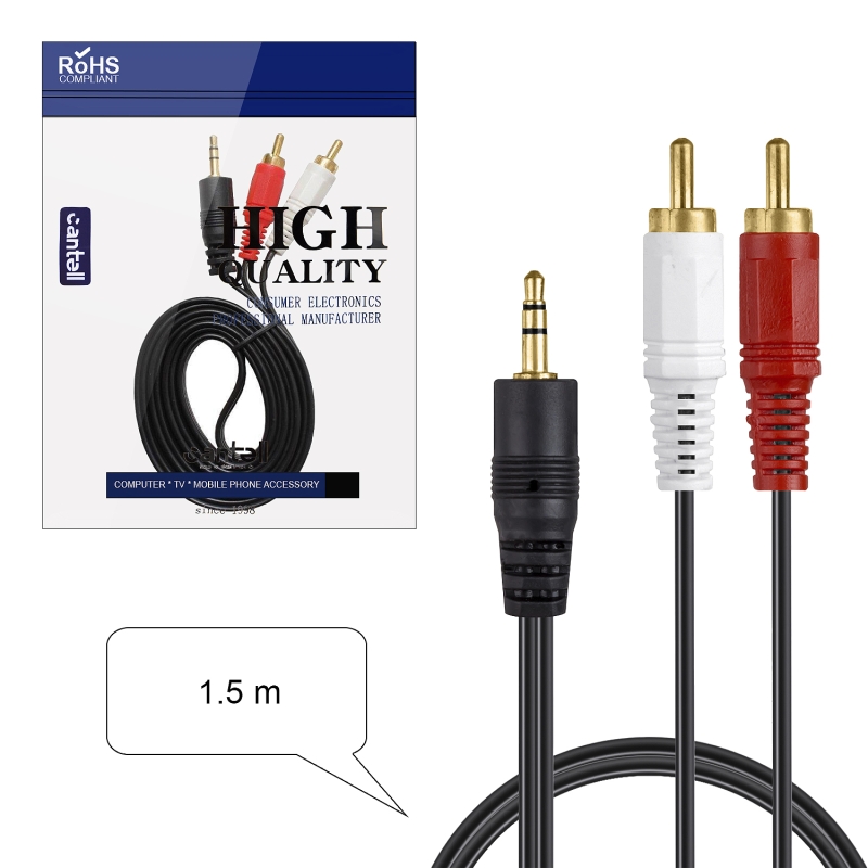 Кабель AUX 3.5 на 2RCA золоченный 1.5M Кабель AUX 3.5 на 2RCA золоченный 1.5M