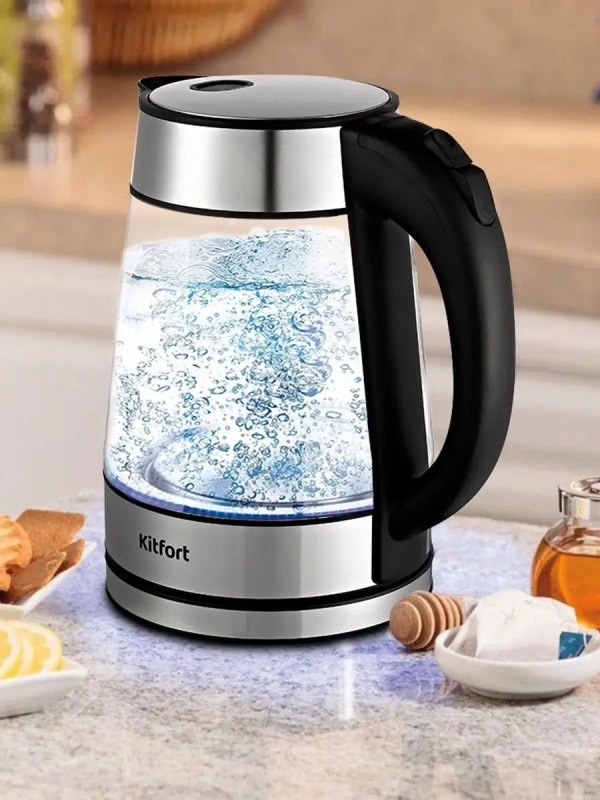 Чайник электрический стеклянный с подсветкой КТ-6118 - 1.7 л