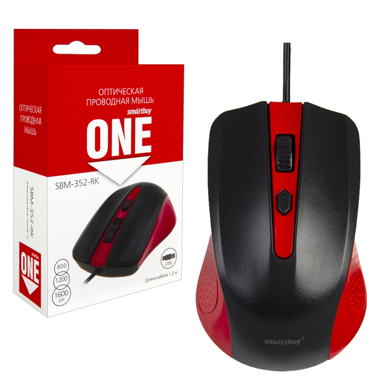 Мышь проводная Smartbuy ONE 352 красно-черная Мышь проводная Smartbuy ONE 352 красно-черная