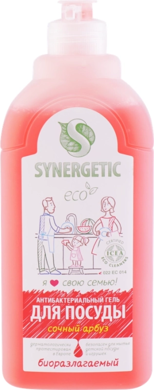 Гель для мытья посуд SYNERGETIC Арбуз, 500мл