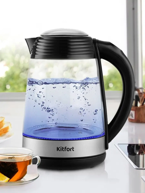 Чайник электрический стеклянный с подсветкой КТ-6126 - 1.7 л