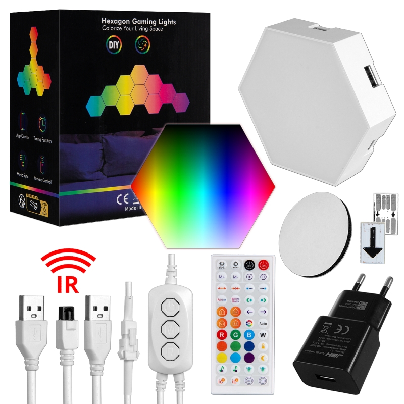 Светодиодный светильник RGB Соты 12 штук с пультом управления и Wi-Fi Светодиодный светильник RGB Соты 12 штук с пультом управления и Wi-Fi