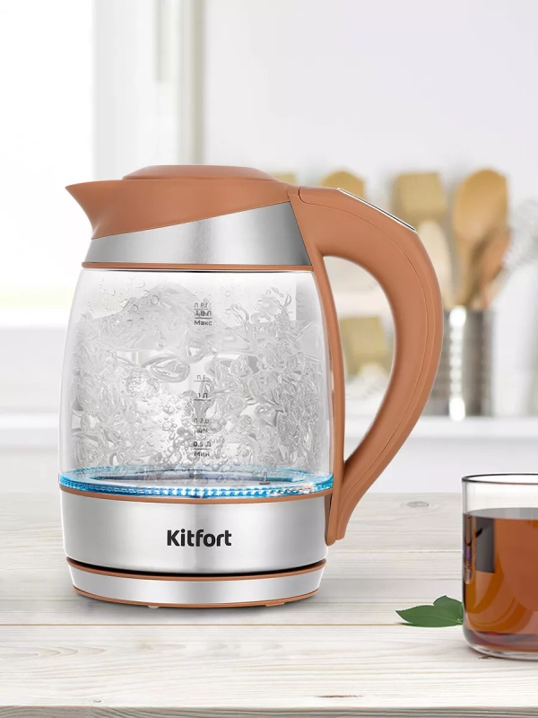 Чайник электрический стеклянный с подсветкой КТ-6661 - 1.8 л