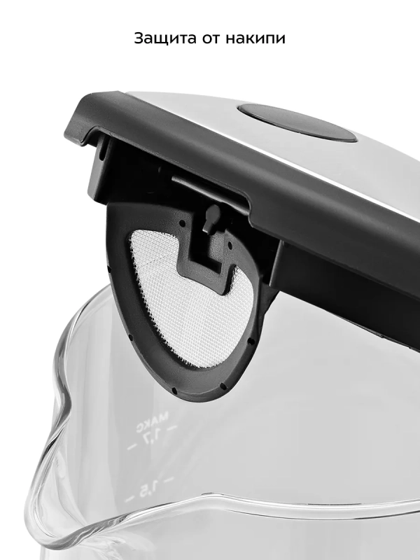 Чайник стеклянный с терморегулятором КТ-6677 - 1,7 л